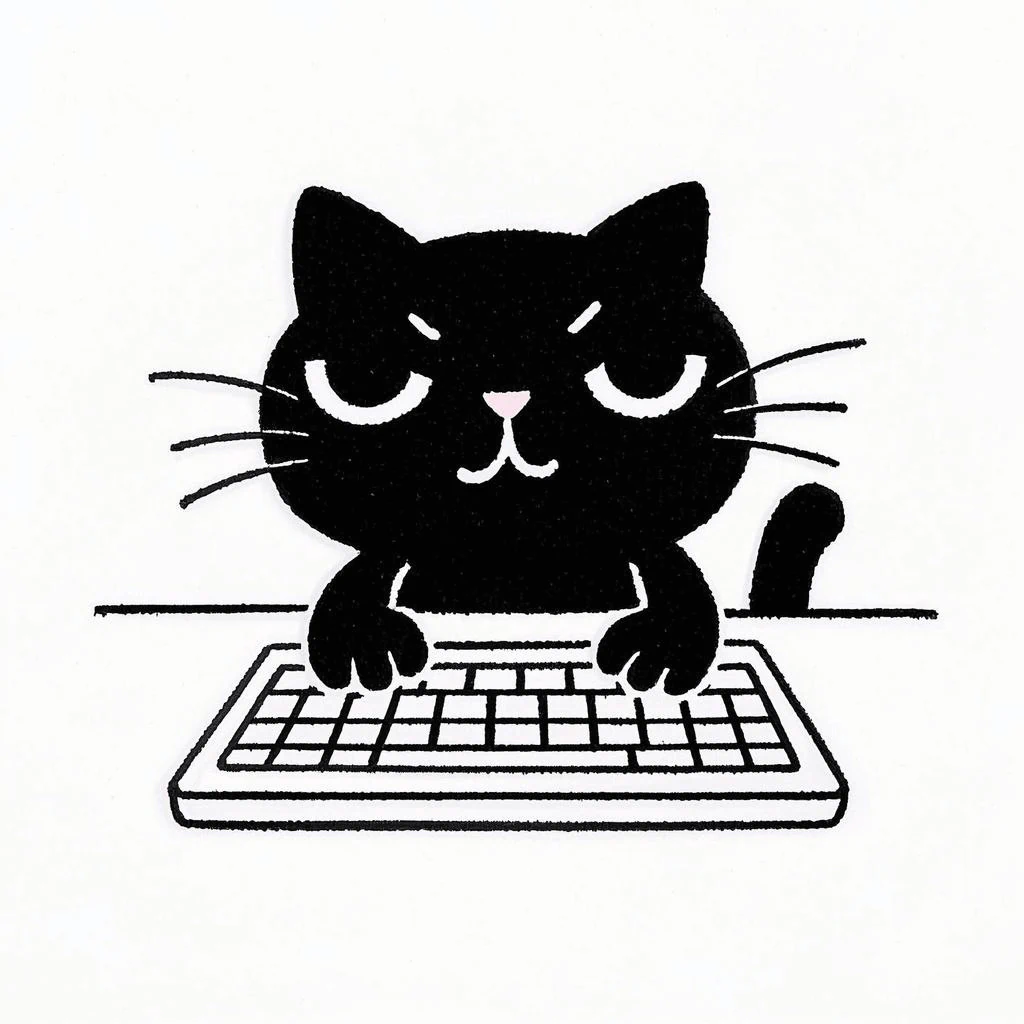 一只正认真敲键盘的黑猫